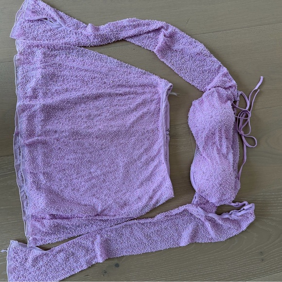 Oh Polly Pink Beaded Two-Piece Skirt Set - Picture 4 of 7